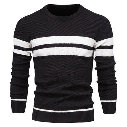 Herren Pullover Rundhals Streifen Klassisch