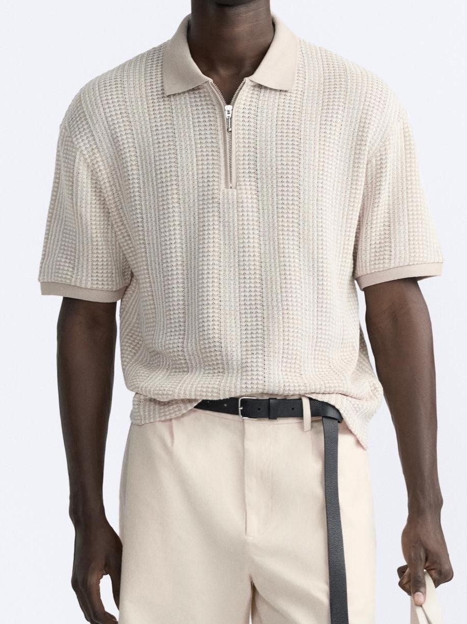 Herren Strickpolo Mit Reißverschluss Sportlich Modern