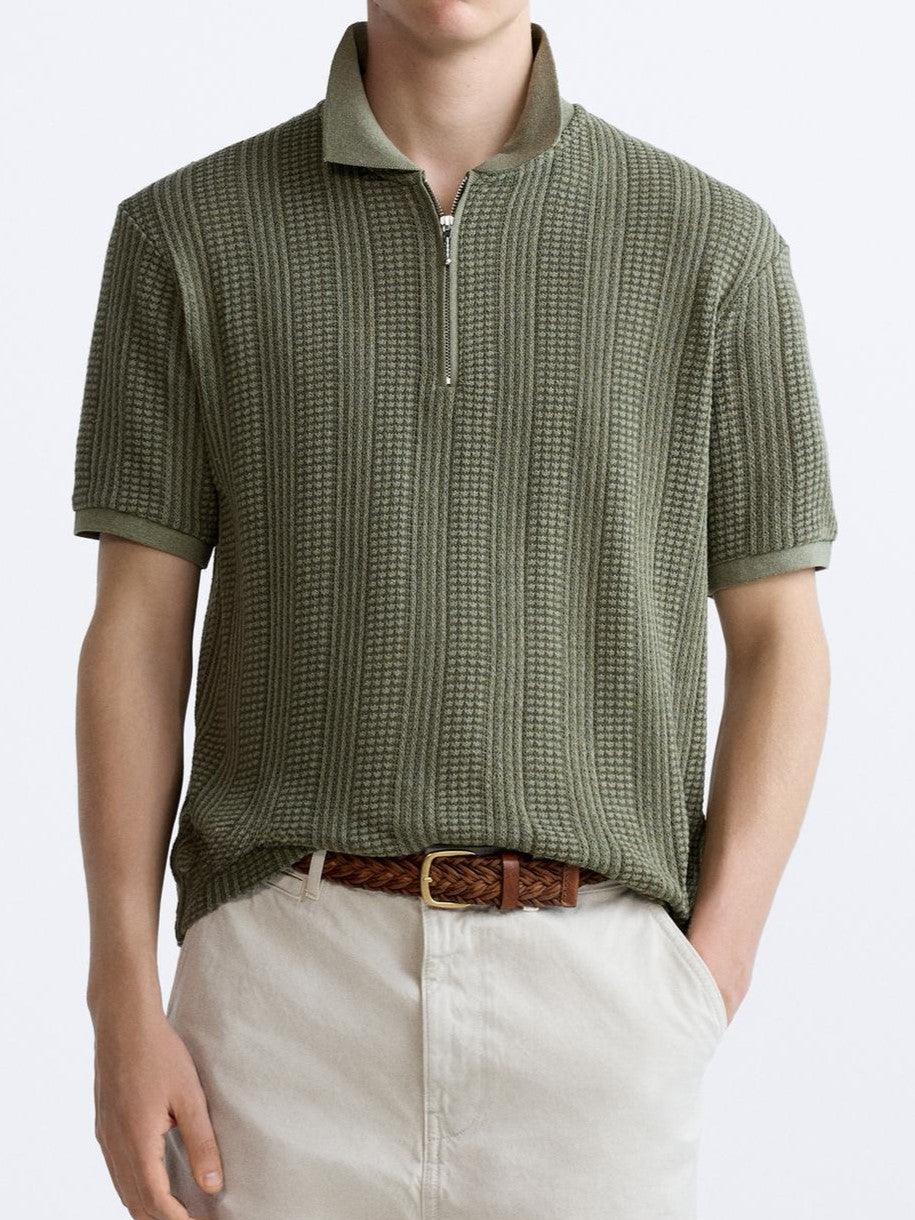 Herren Strickpolo Mit Reißverschluss Sportlich Modern