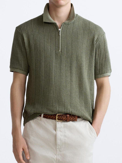 Herren Strickpolo Mit Reißverschluss Sportlich Modern