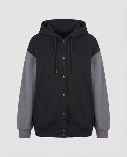 Große Damen Kapuzenjacke Oversize Raglanärmel