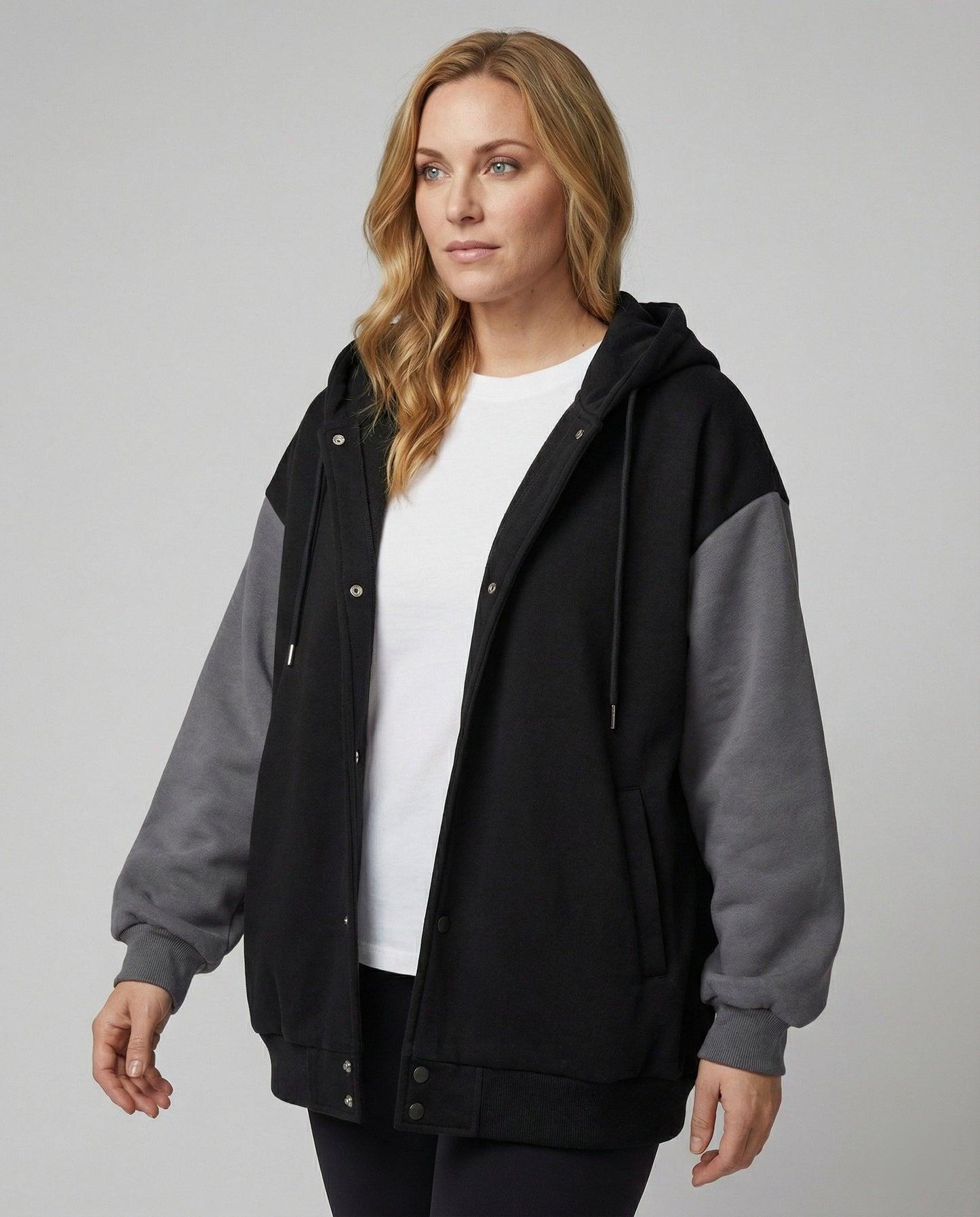 Große Damen Kapuzenjacke Oversize Raglanärmel