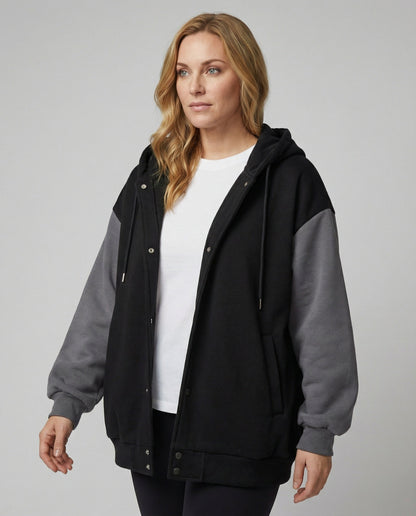 Große Damen Kapuzenjacke Oversize Raglanärmel