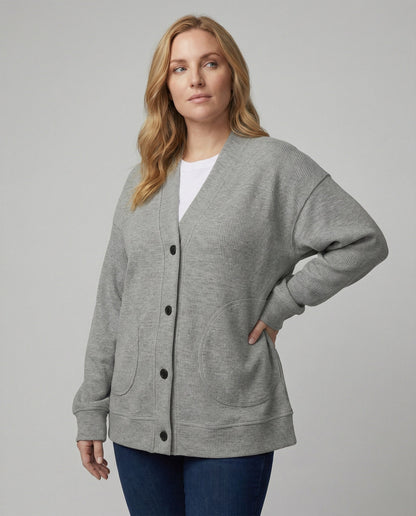 Damen Strickjacke Mit Taschen Und Knöpfen Groß