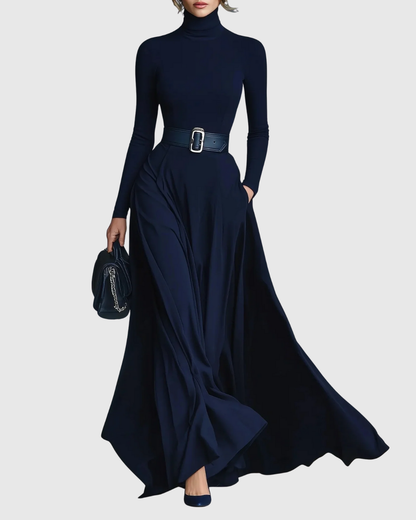 Damen Maxi-Robe Lang Schwarz - Norvielle