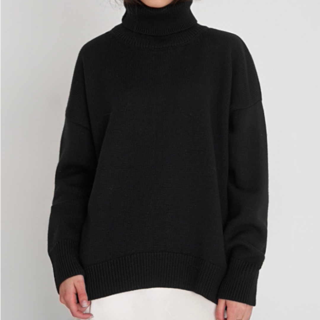 Eleganter Damen Rollkragenpullover Feinripp Qualität