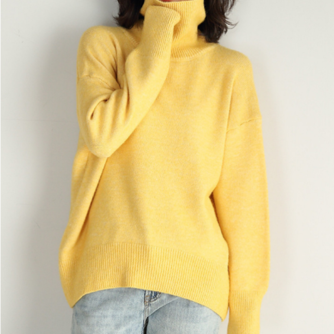 Eleganter Damen Rollkragenpullover Feinripp Qualität
