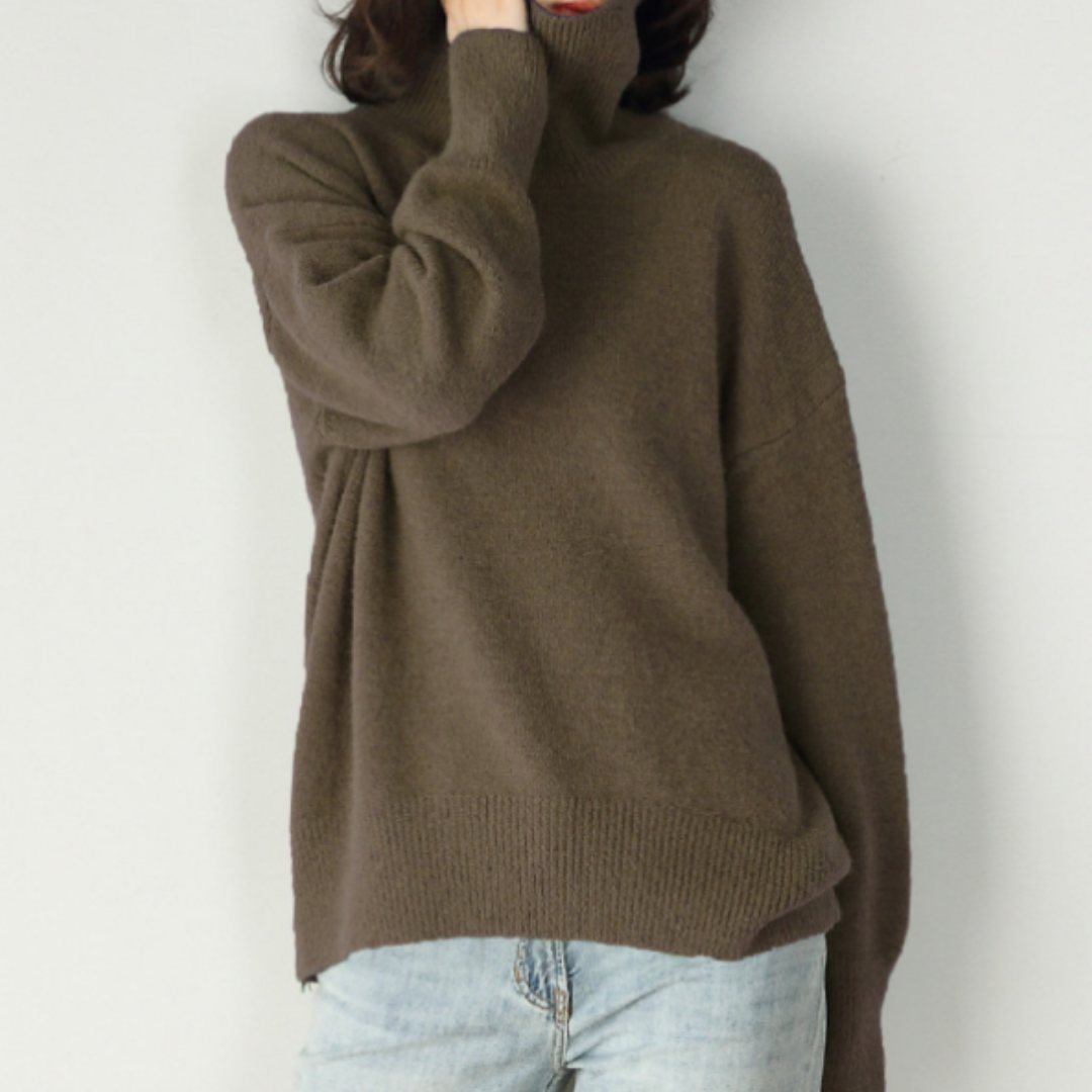 Eleganter Damen Rollkragenpullover Feinripp Qualität