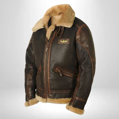 Lederjacke Damen Fellkragen Winter Schwarz - Norvielle