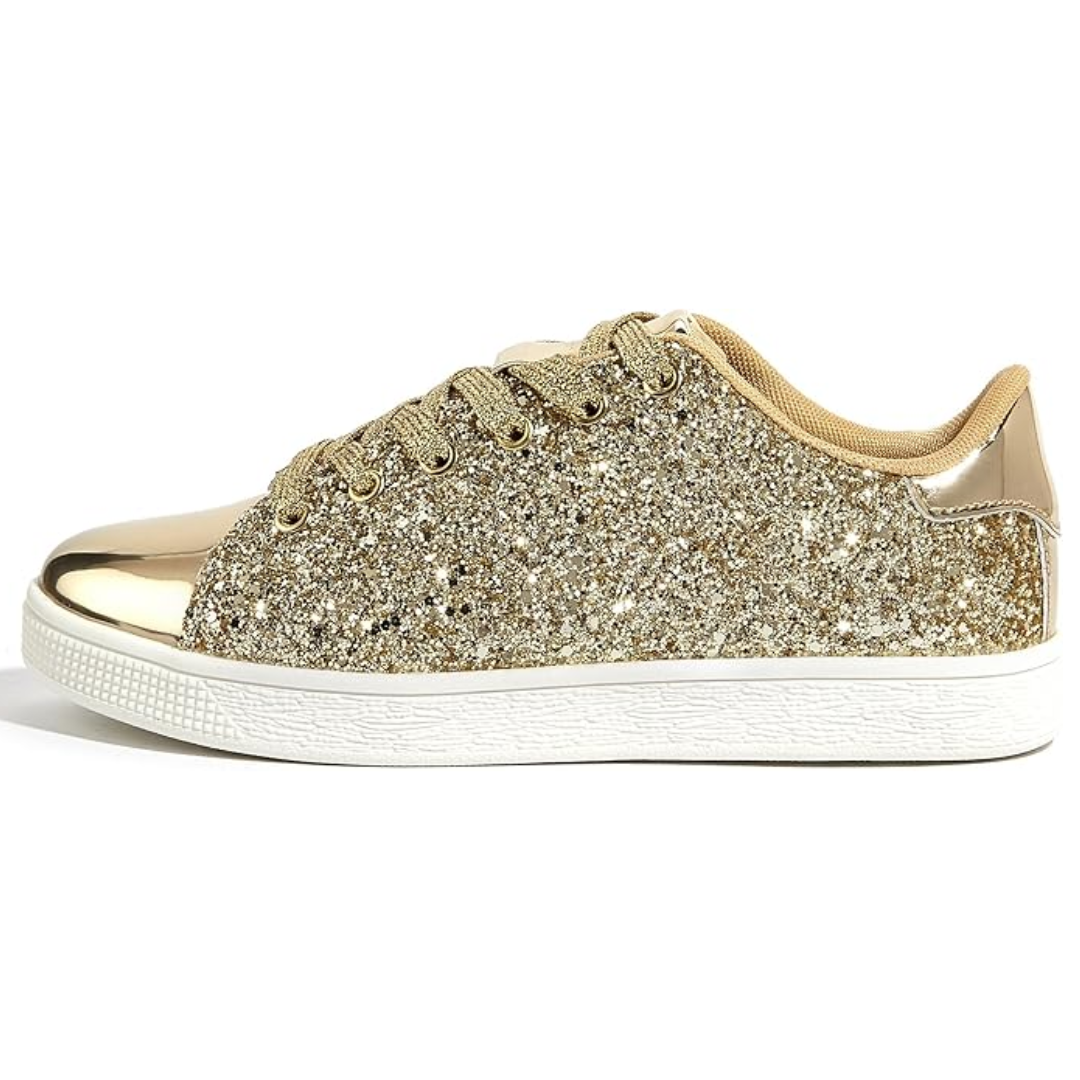 Damen Sneaker Glitzer Schnürschuhe