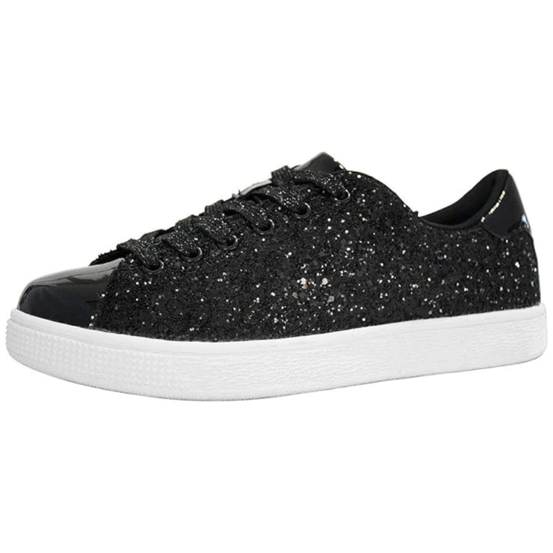 Damen Sneaker Glitzer Schnürschuhe