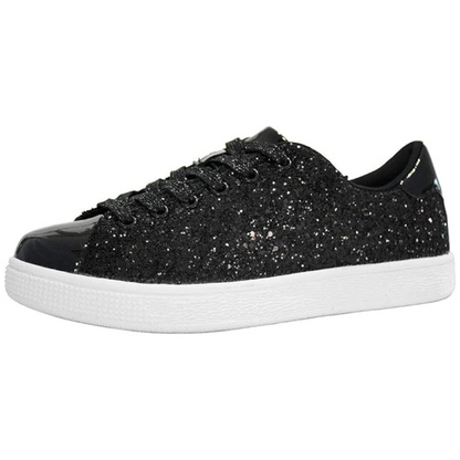 Damen Sneaker Glitzer Schnürschuhe