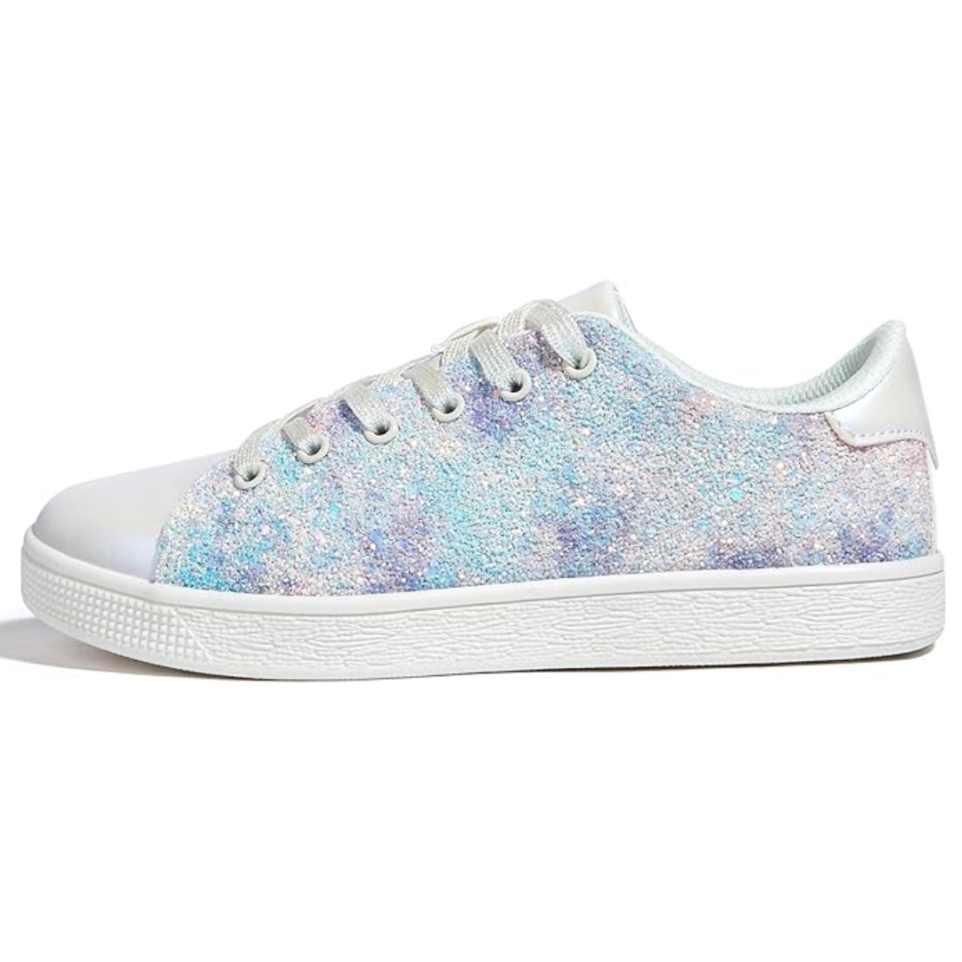 Damen Sneaker Glitzer Schnürschuhe