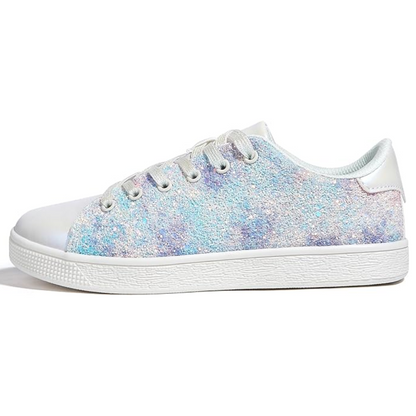 Damen Sneaker Glitzer Schnürschuhe