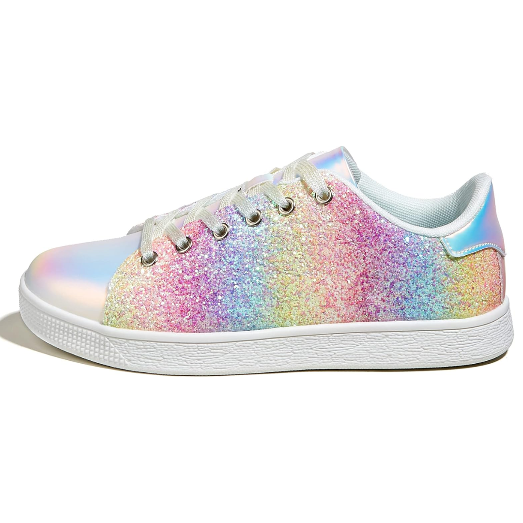 Damen Sneaker Glitzer Schnürschuhe