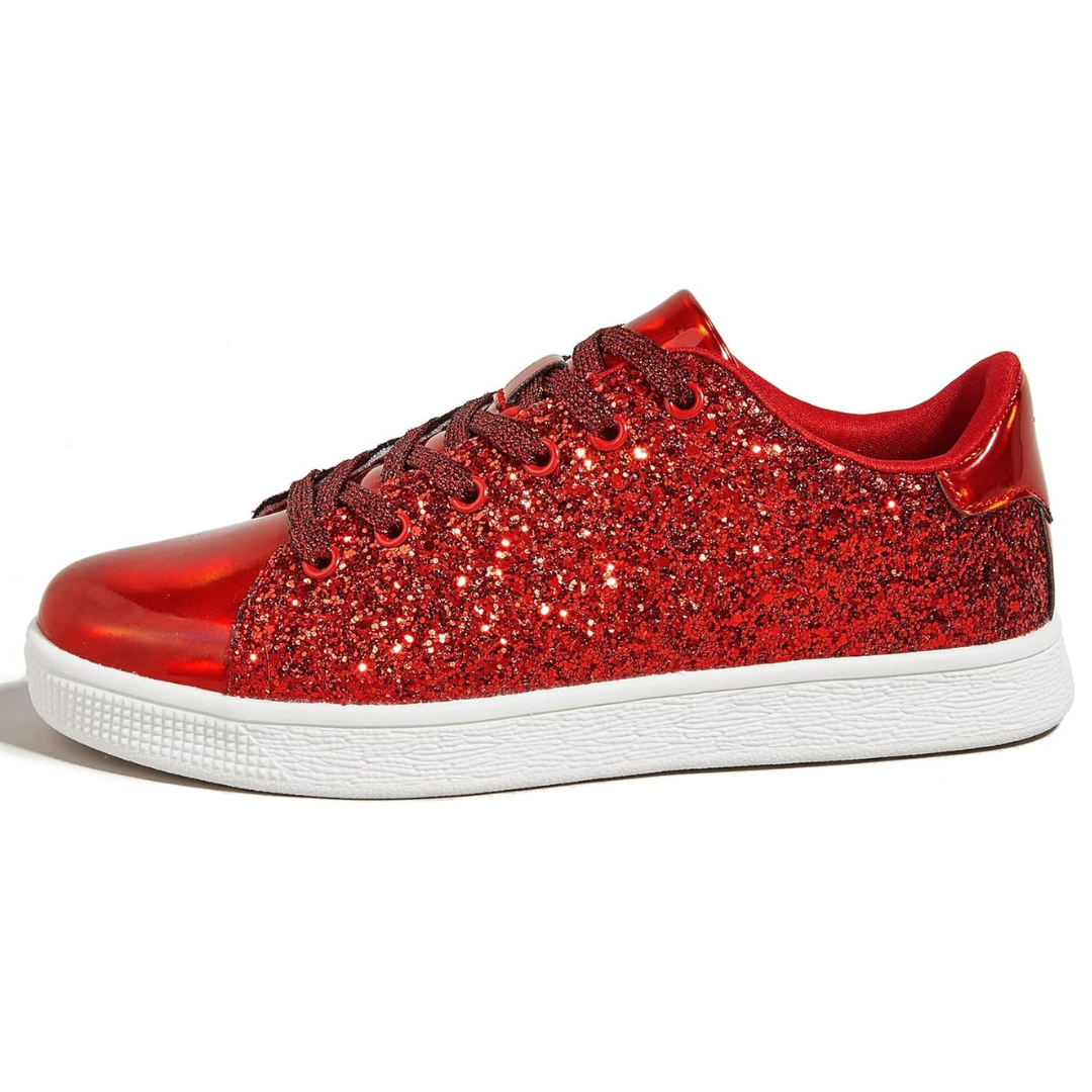 Damen Sneaker Glitzer Schnürschuhe