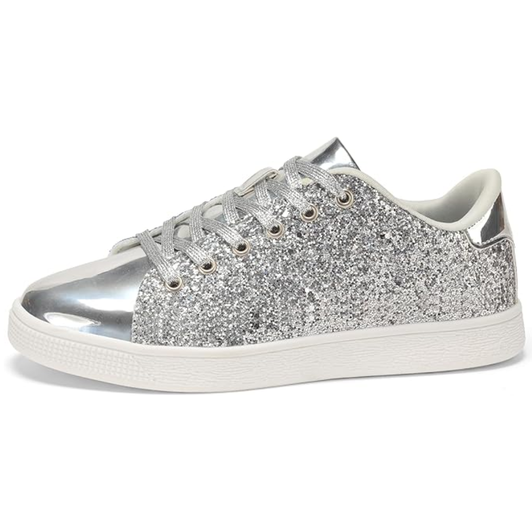 Damen Sneaker Glitzer Schnürschuhe