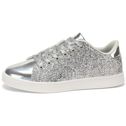 Damen Sneaker Glitzer Schnürschuhe