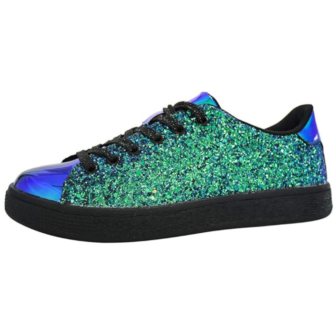 Damen Sneaker Glitzer Schnürschuhe