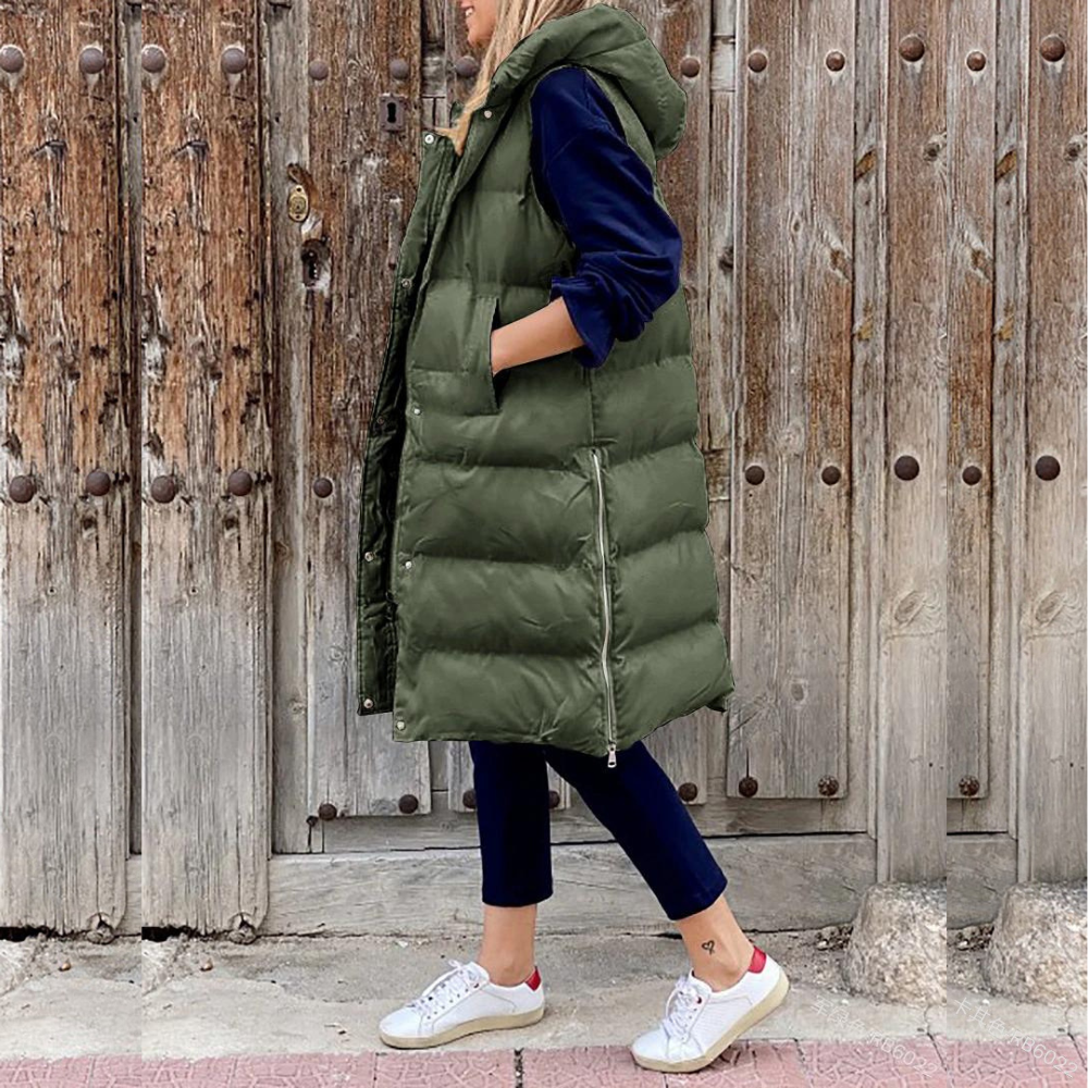 Damen Pufferweste Warme Kapuze Winterjacke - Norvielle