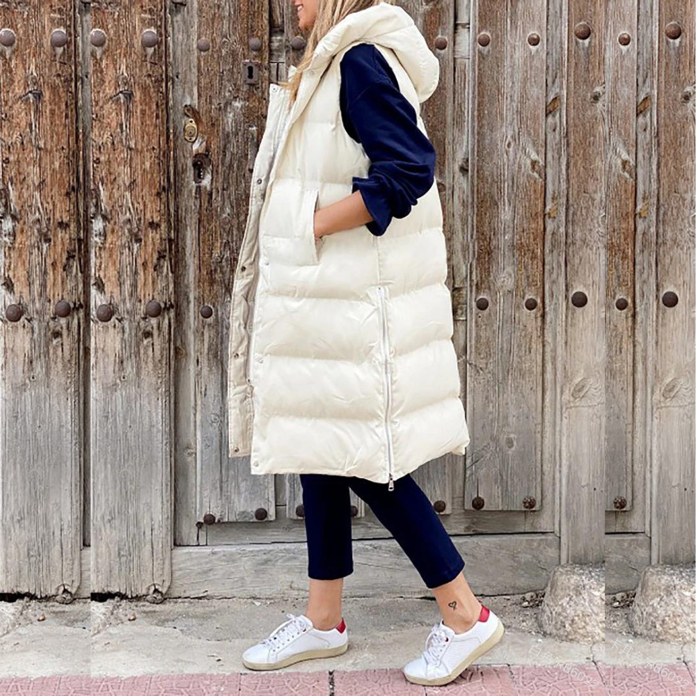 Damen Pufferweste Warme Kapuze Winterjacke