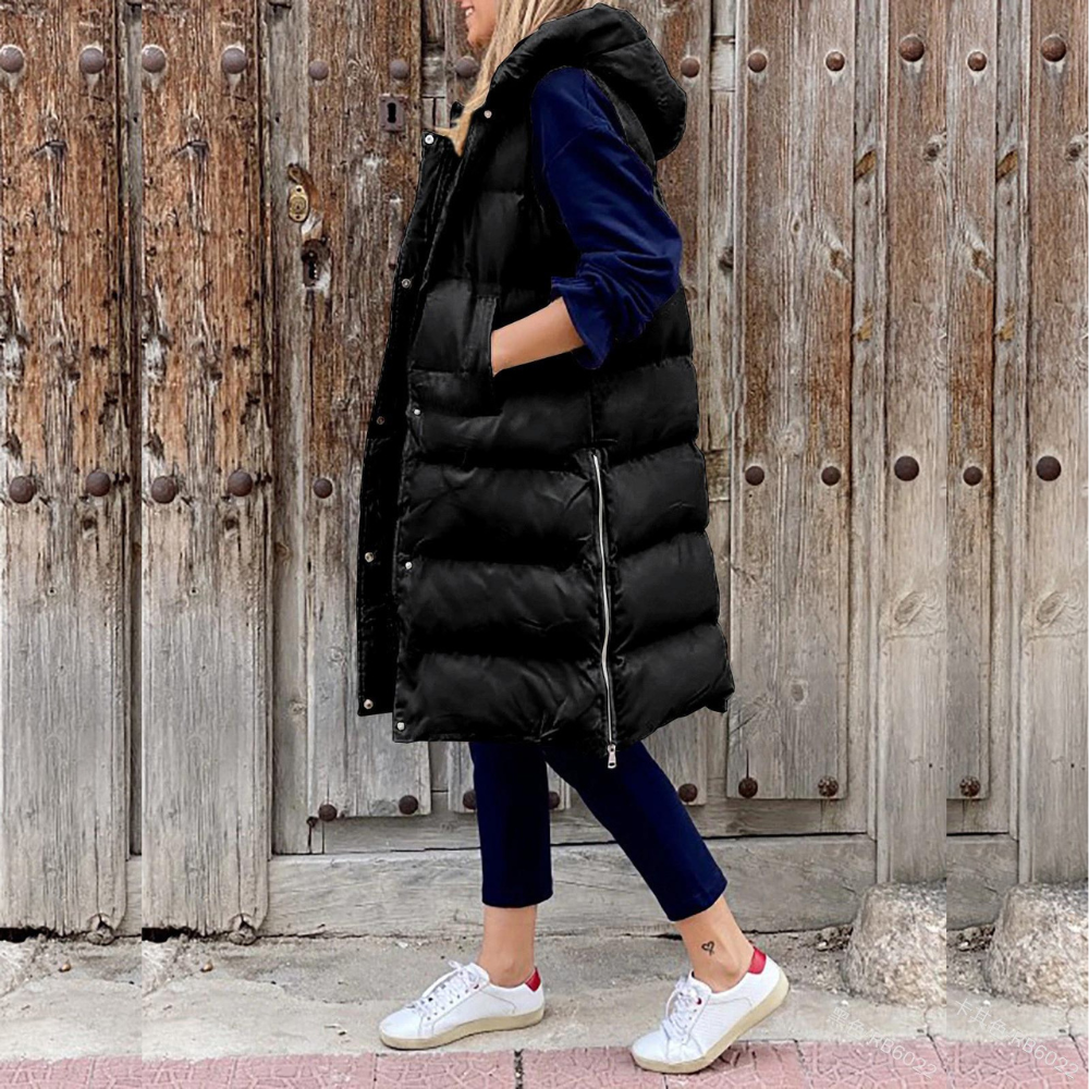Damen Pufferweste Warme Kapuze Winterjacke
