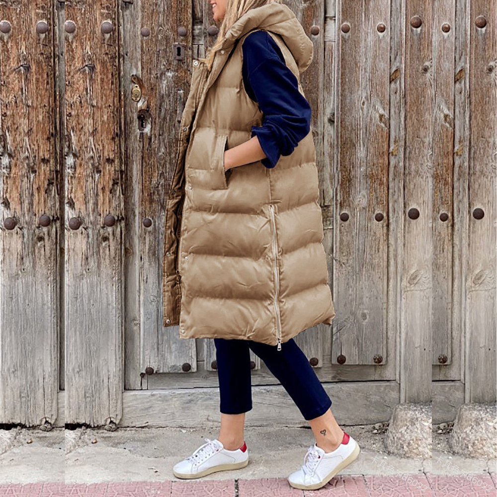 Damen Pufferweste Warme Kapuze Winterjacke
