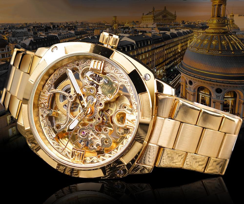 Herrenuhr Edelstahl Transparentes Zifferblatt