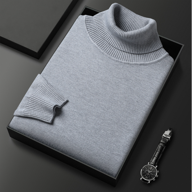 Herren Rollkragenpullover Bequem Lässig Grau