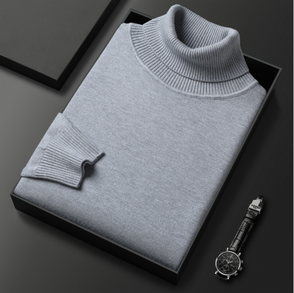 Herren Rollkragenpullover Bequem Lässig Grau