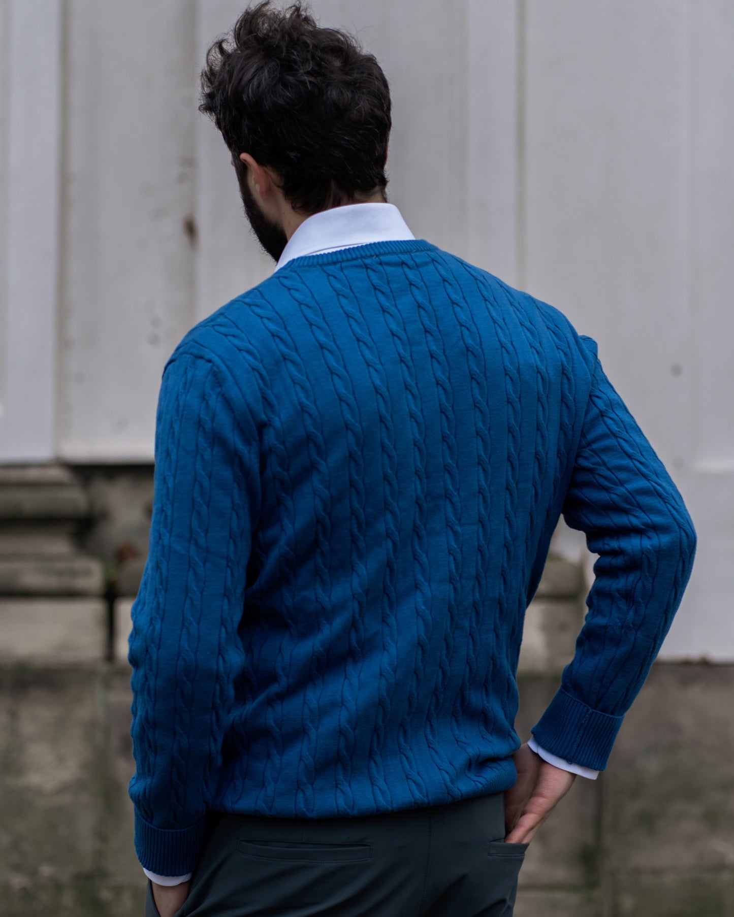 Herren Strickpullover Zopfmuster Baumwolle Bequem