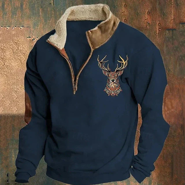 Herren Pullover Warm Viertelreißverschluss Bequem