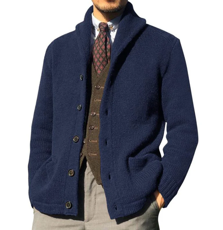 Herren Jacke Klassisch Gestrickt Knöpfe