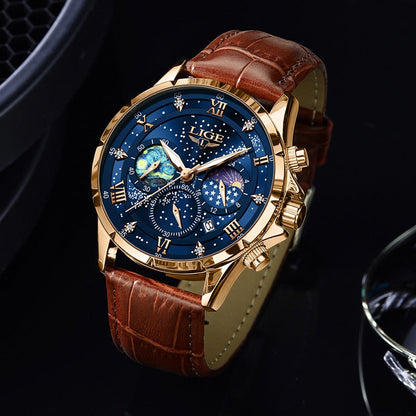 Herrenuhr Edelstahl Mondphasen Elegant