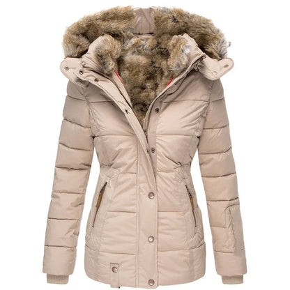 Damen Wintermantel Lang Fellkapuze Warm