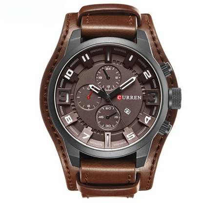 Herren Chronograph Armbanduhr Leder