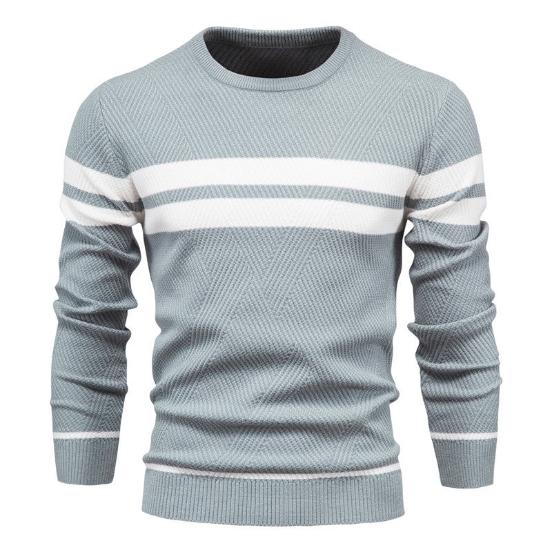 Herren Pullover Rundhals Streifen Klassisch