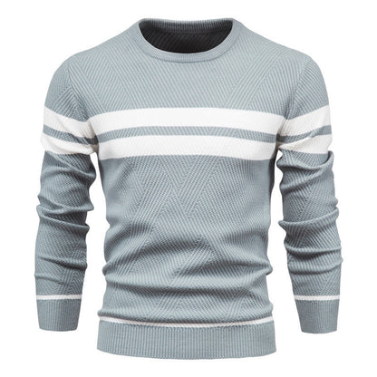 Herren Pullover Rundhals Streifen Klassisch