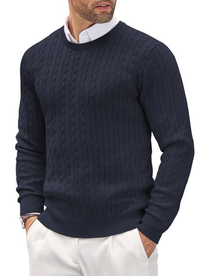 Herren Slim-Fit Pullover Feinstrick Rundhals