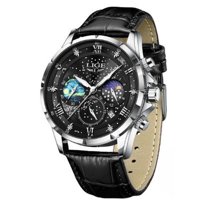 Herren Edelstahl Chronograph Armbanduhr