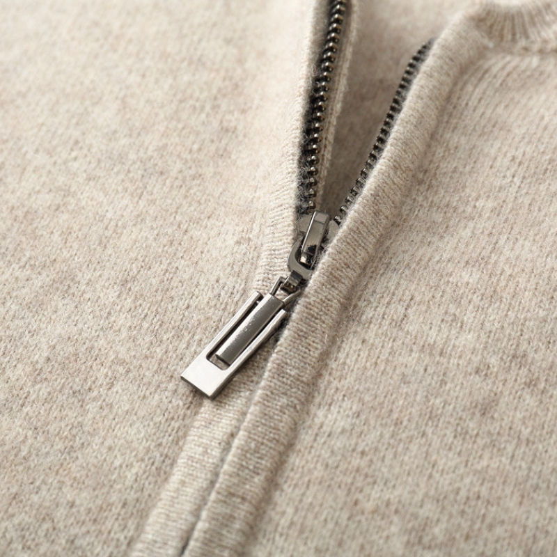 Herren Strickjacke Wollwarm mit Reißverschluss