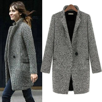 Damen Wollmantel Elegant Schwarz - Norvielle
