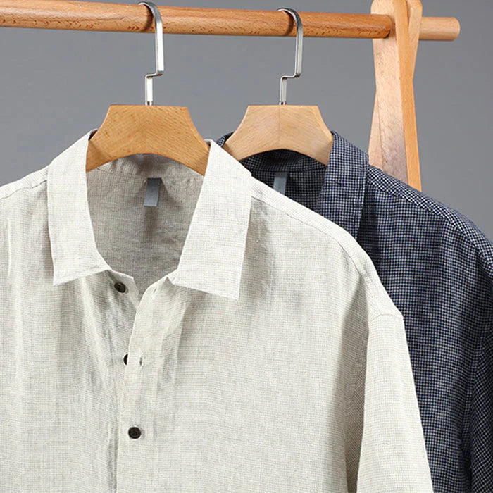 Herren Leinenhemd Bequem Elegant Sommerweiß