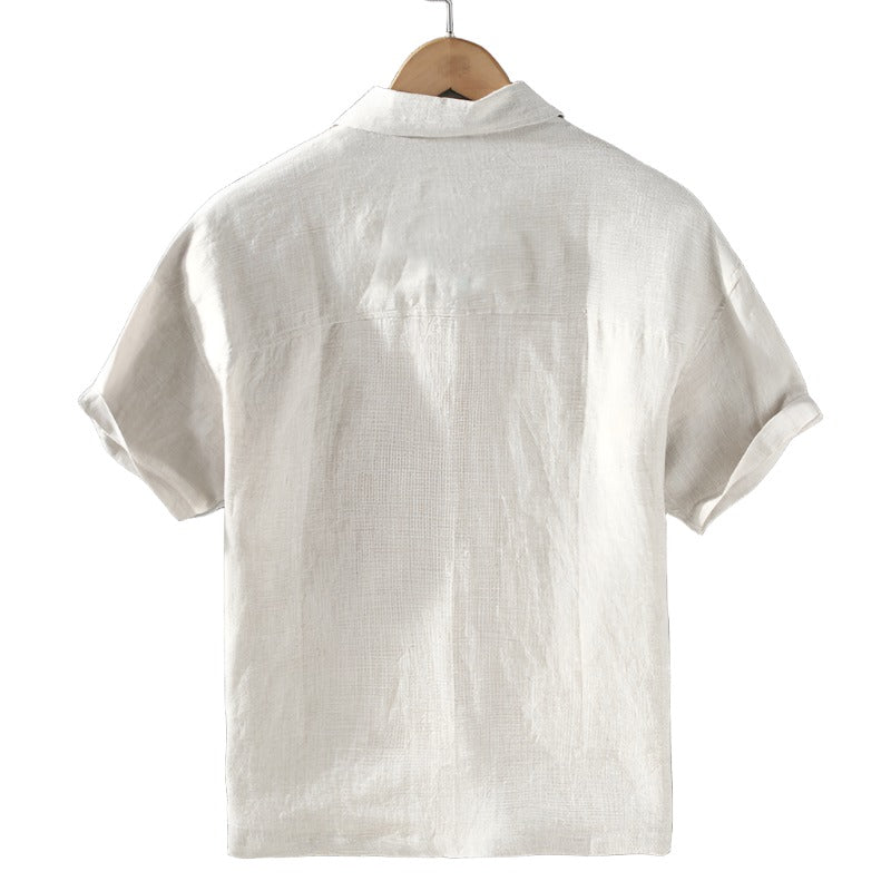 Herren Leinenhemd Bequem Elegant Sommerweiß