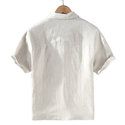 Herren Leinenhemd Bequem Elegant Sommerweiß