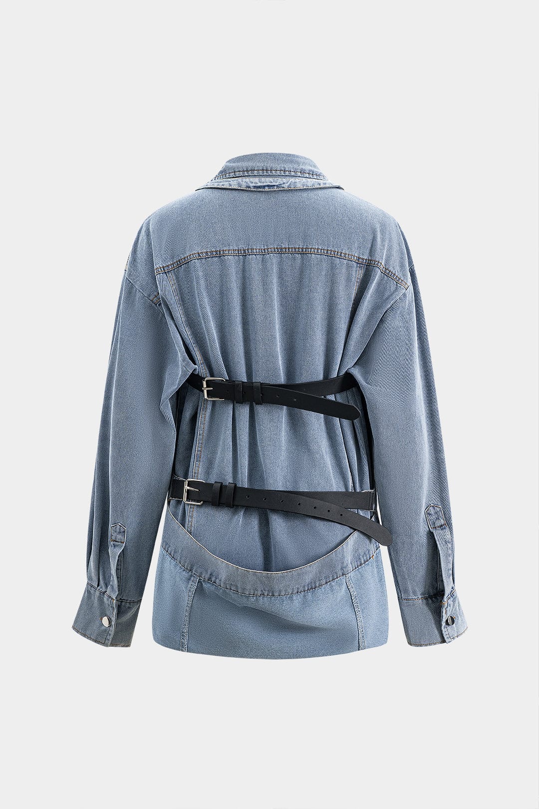 Damen Denim Hemd Oversized Knöpfe Lässig