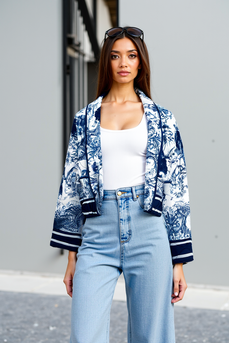 Damen Steppjacke Geblümt Blumenmuster Modern - Norvielle