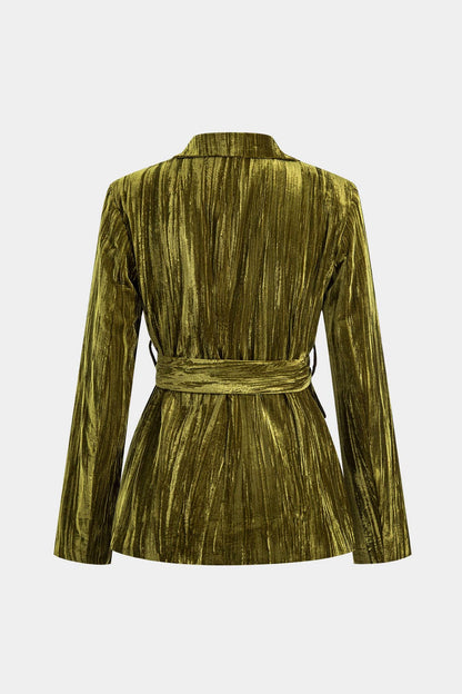 Damen Samtjacke Elegant Bindegürtel