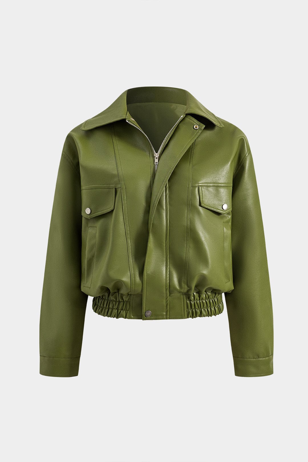 Damen Kunstlederjacke Grün Trendy - Norvielle