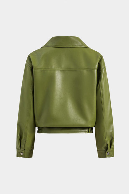 Damen Kunstlederjacke Grün Trendy